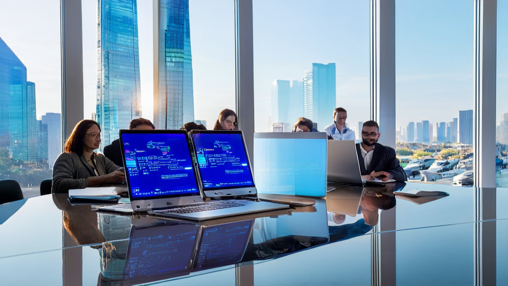 Employees using AI email enhancement tool in a modern office