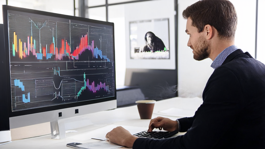Scene of AI marketing in a modern office, with an old photo restored by the HYPIR model on the wall