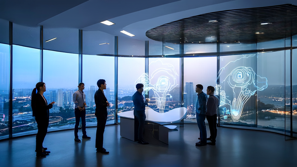 Modern office with an AI-assisted marketing team