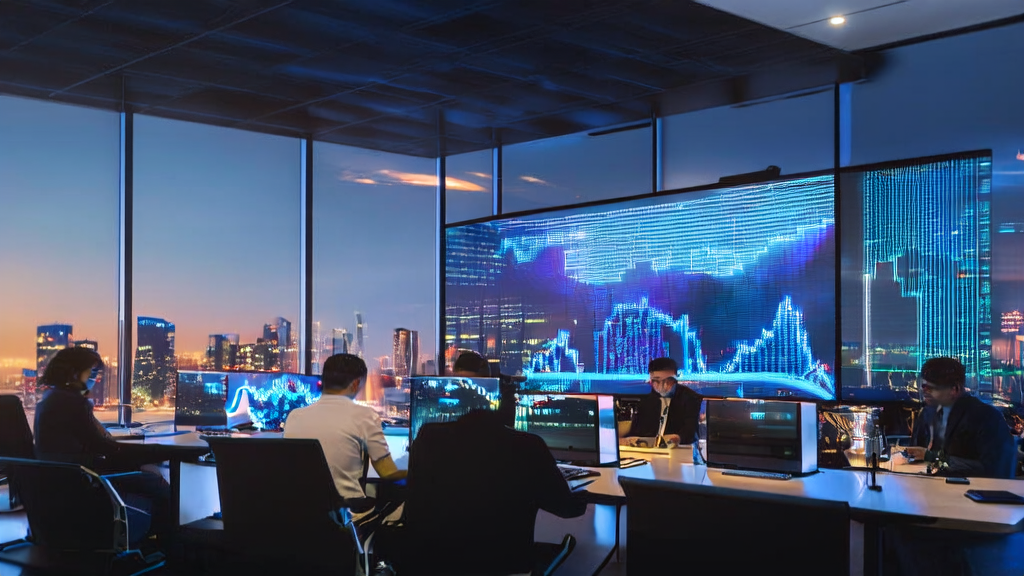 Scene of a modern office showcasing the application of AI technology