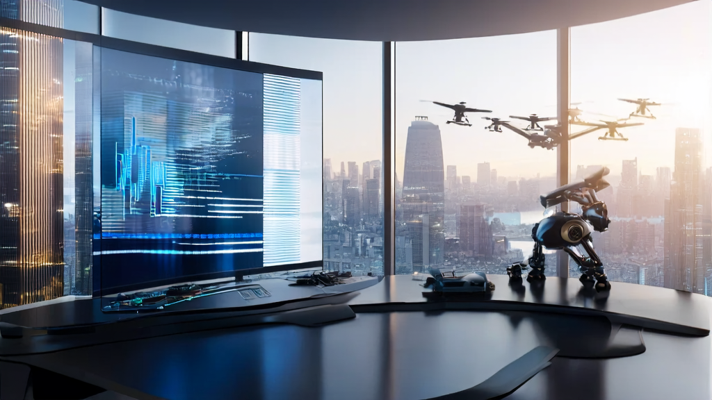 Modern office showcasing AI technology in advertising optimization