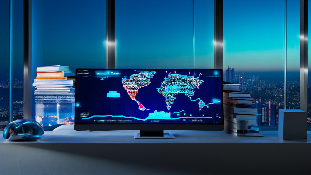 Modern office showcasing AI technology in cross-border commerce