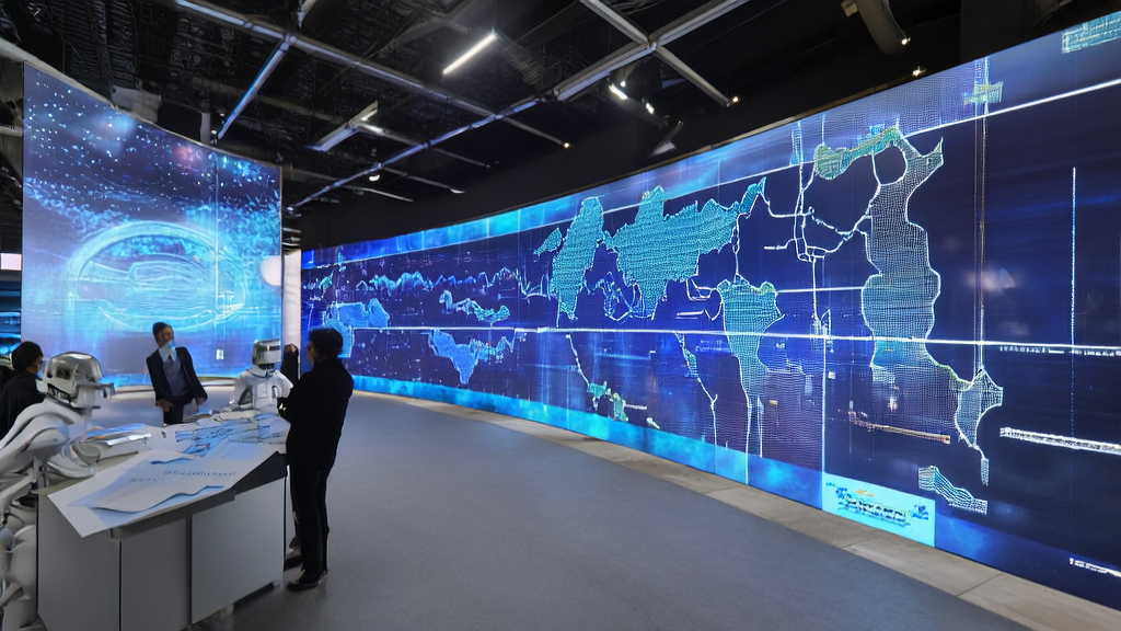 Modern office where technicians use AI technology to analyze customs data