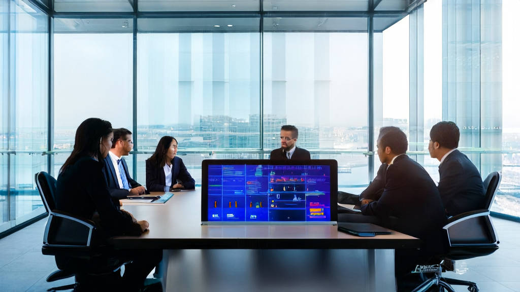 Sales team using a notebook computer with an E Ink touchpad to operate AI customer acquisition software