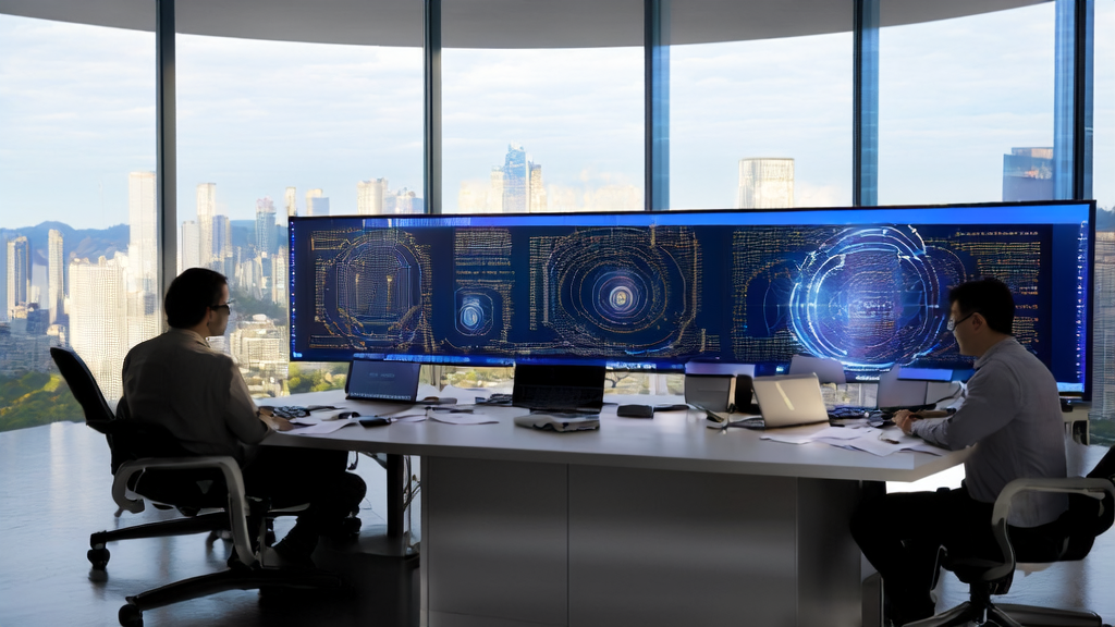 Engineers in a modern office discussing AI-driven high conversion email strategies and customer data collection technology