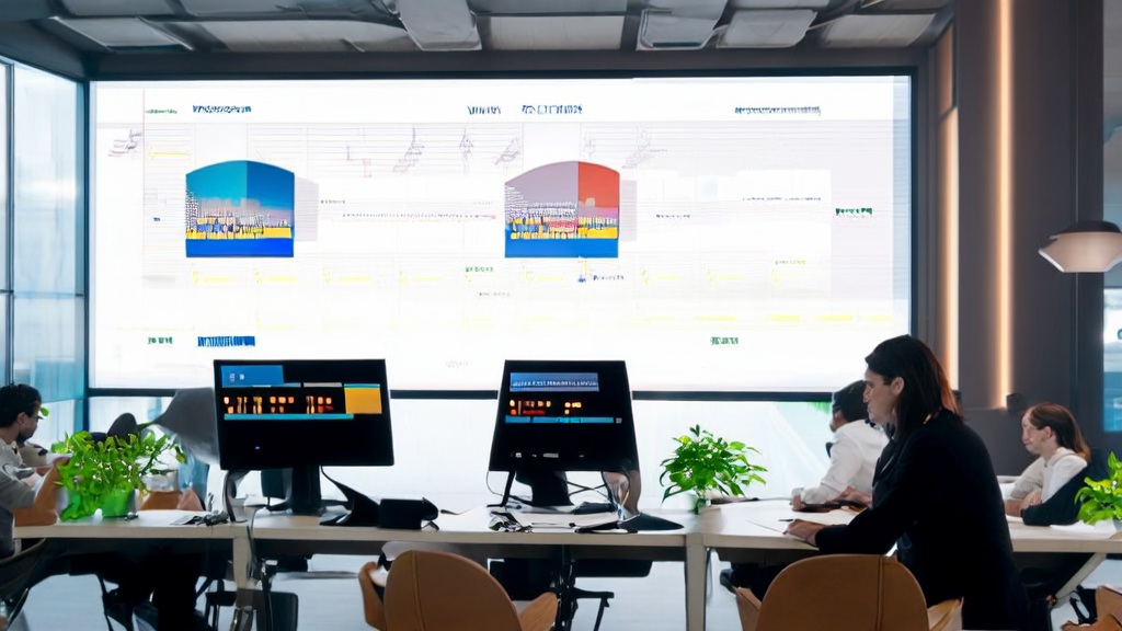 Scene of a modern office showcasing Higgsfield's Speak function