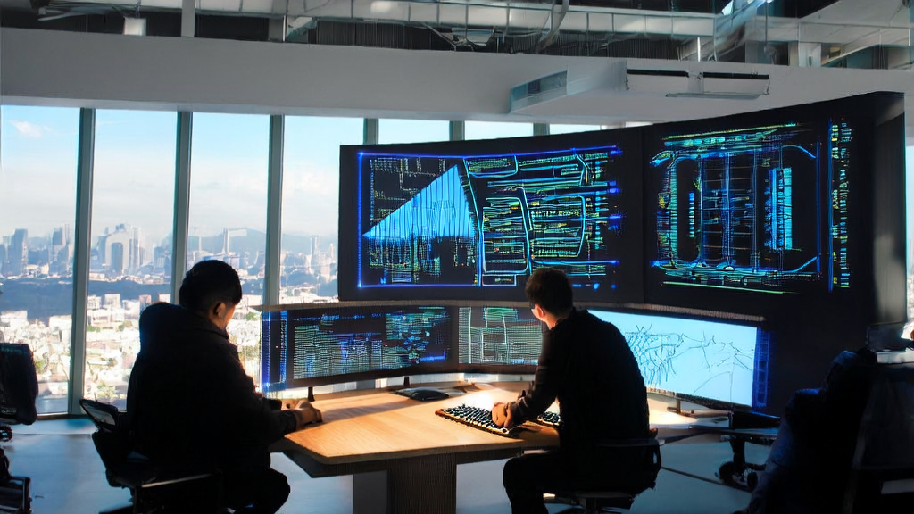 现代化办公室中程序员使用亚马逊Kiro AI代码编辑器进行高效开发