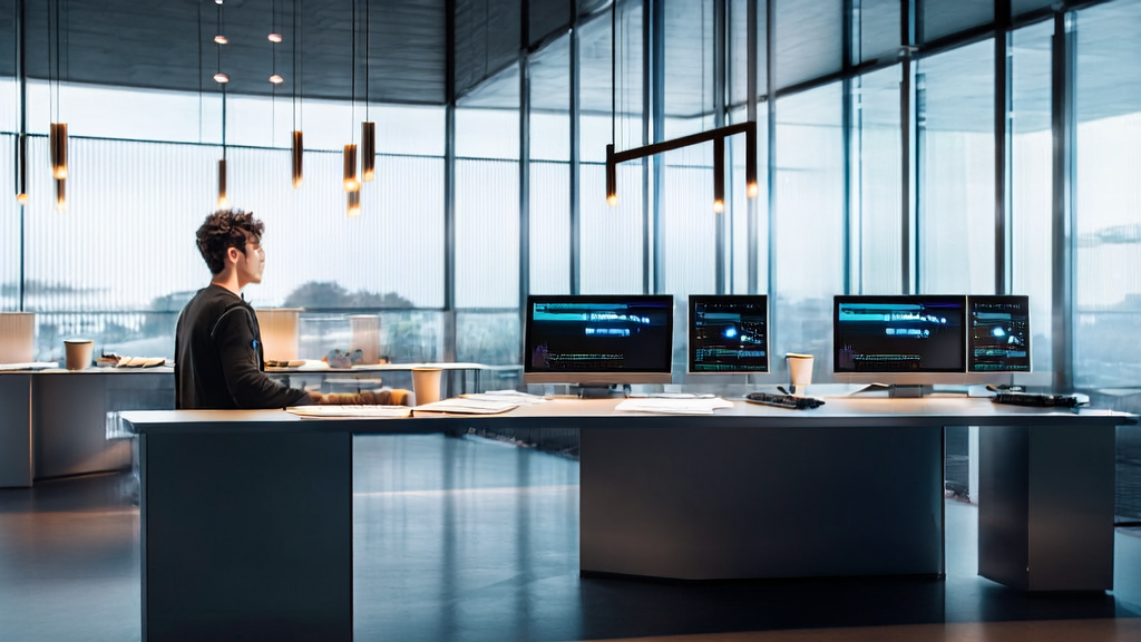 Scene of a modern office using MiniMax Agent for AI email marketing