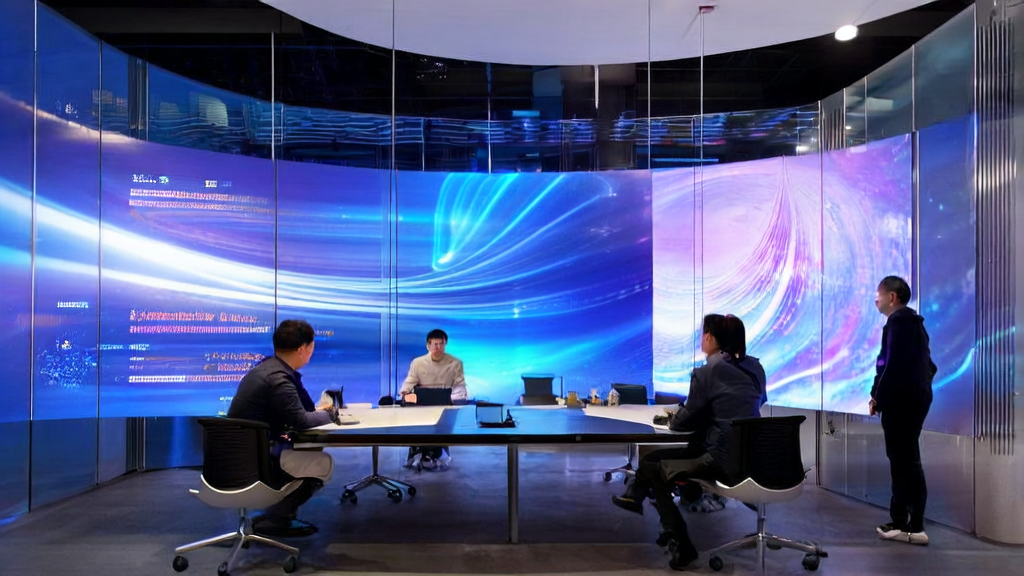 Team members in a modern office environment using the WebSailor smart agent for efficient customer data collection and analysis