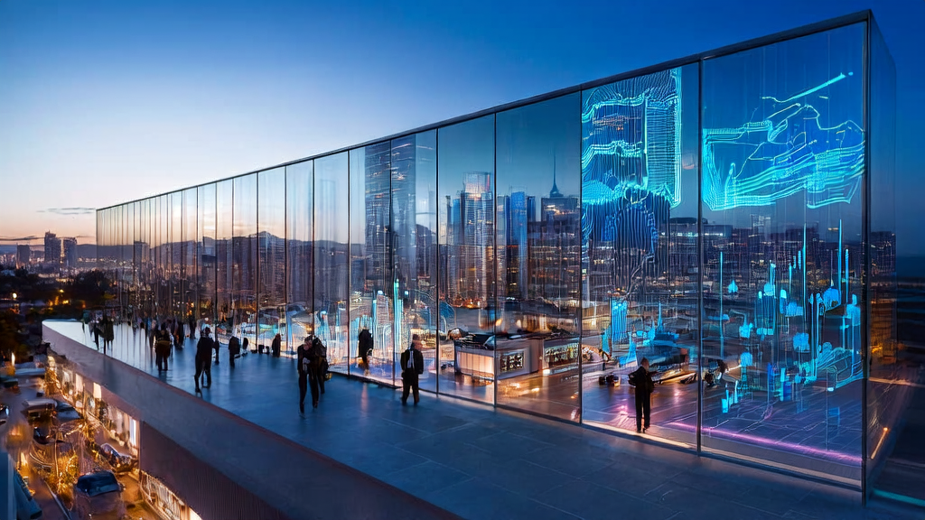 现代科技公司利用AI技术提升获客效率，繁忙都市中的高效办公场景