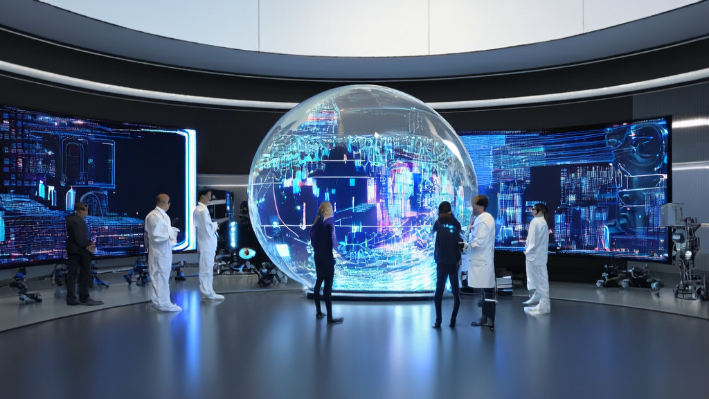 未来感科技实验室，科学家们正在研究AI算法和客户数据优化