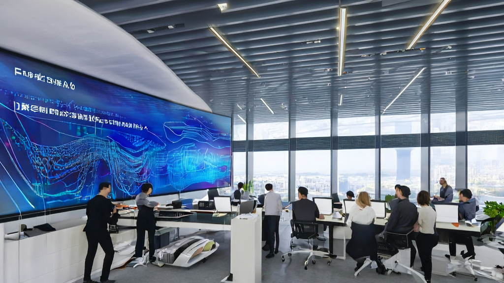 现代科技公司办公室内展示AI驱动的客户获取解决方案