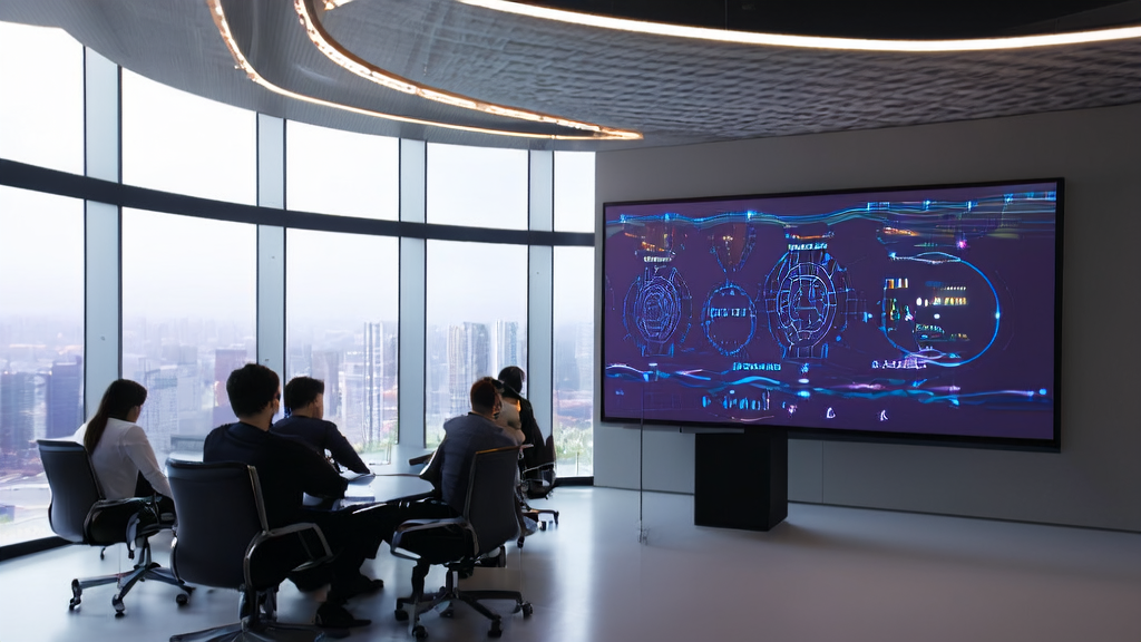 展示Quora的Poe多模态AI平台在企业获客中的应用，员工正在讨论和分析数据