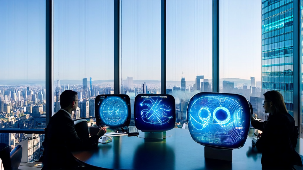 Office scene of an export company using multilingual AI content generation to expand into global markets