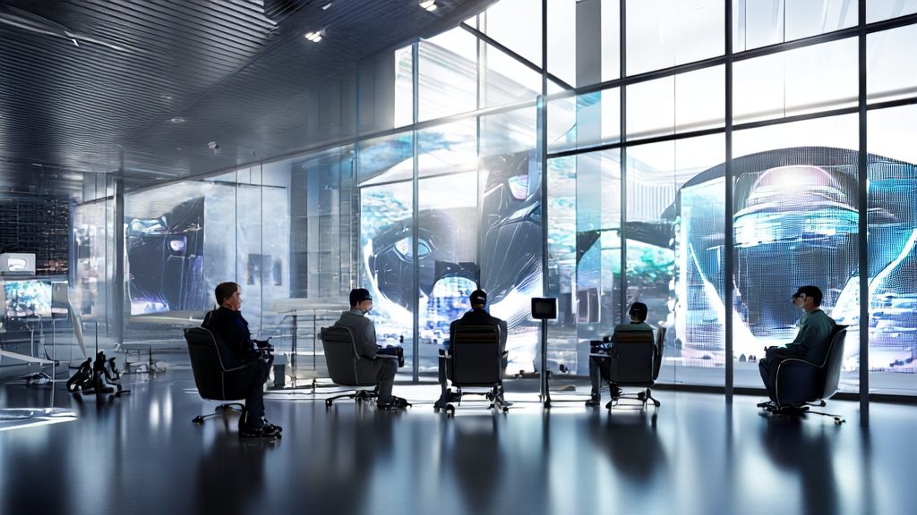 Scientists in a high-tech lab discussing how NVIDIA's DiffusionRenderer is revolutionizing AI marketing by optimizing video content.