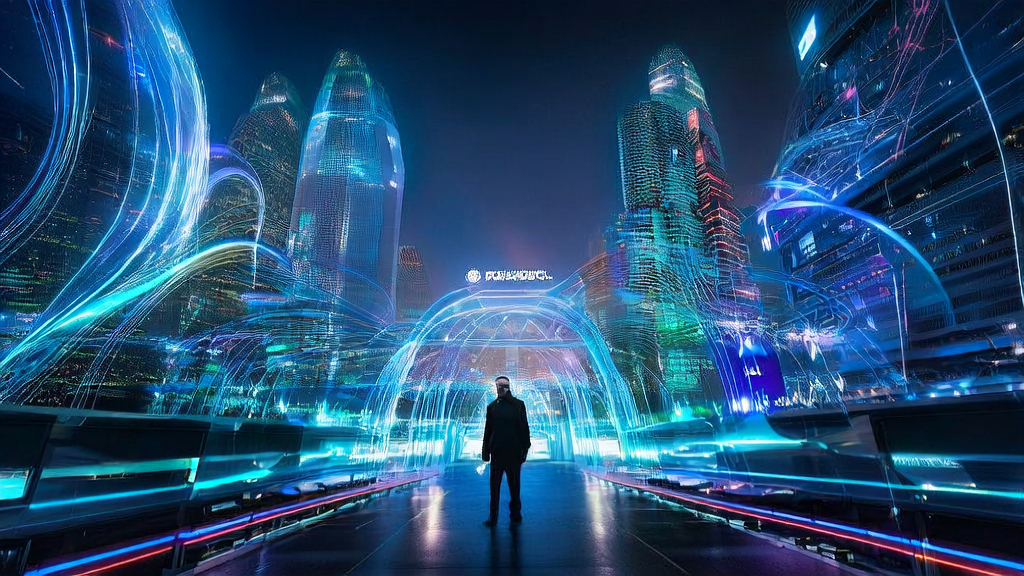 英伟达与OpenAI战略合作发布会现场，展示未来AI智能获客系统和数据流