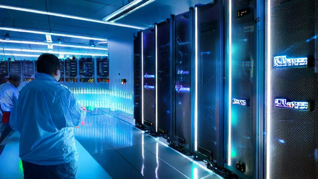 OpenAI与英伟达合作的数据中心内部，展示先进的服务器和技术支持