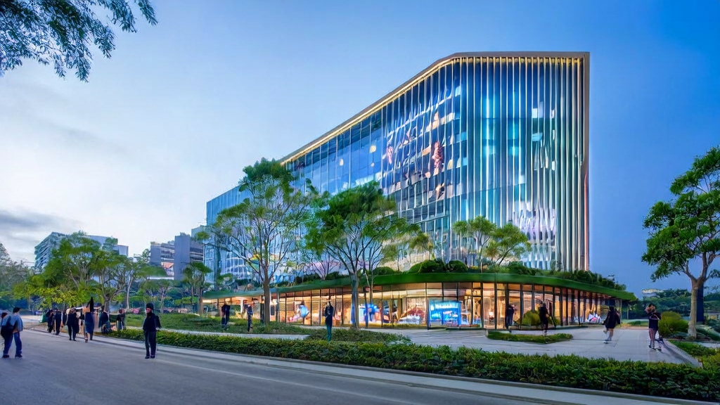深圳科技园区内的现代化建筑与AI技术展示