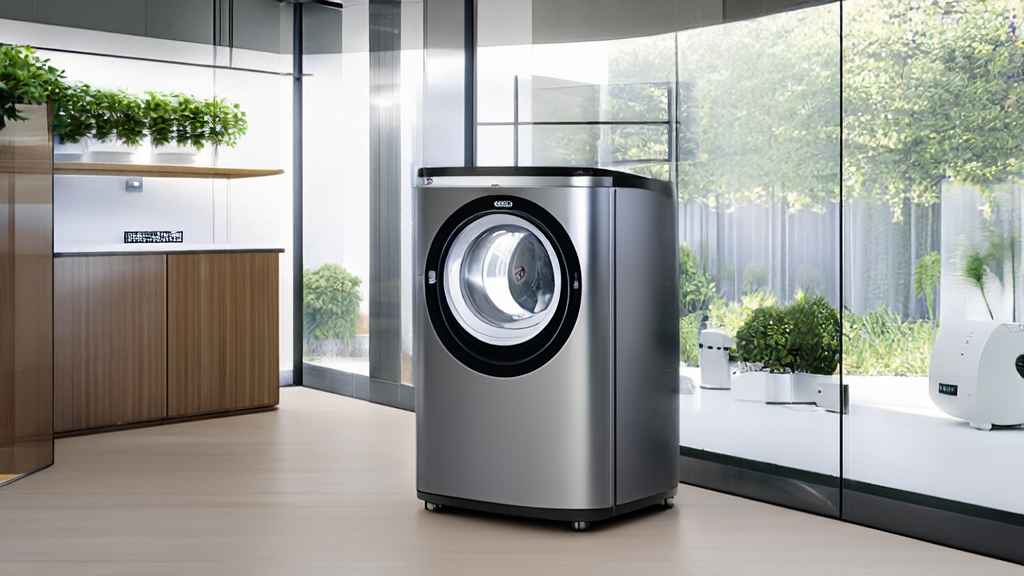Smart home robot optimizing laundry services in the laundry room of a showroom