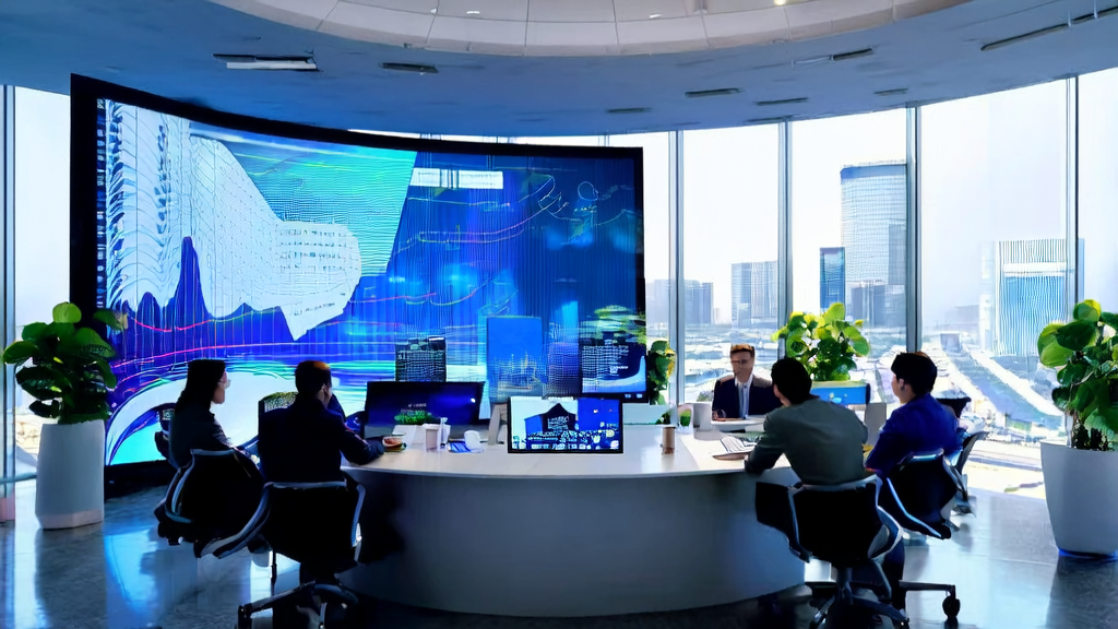 阳光照耀下的现代化办公室，工程师们正在讨论AI推荐大模型RecGPT