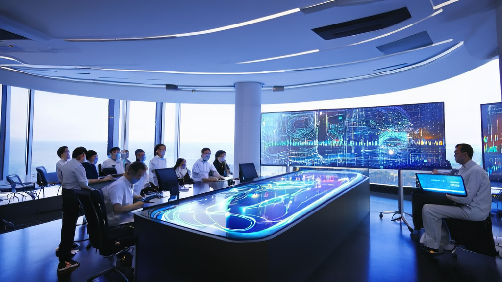 Futuristic office showcasing Tencent Hunyuan-A13B API for personalized marketing