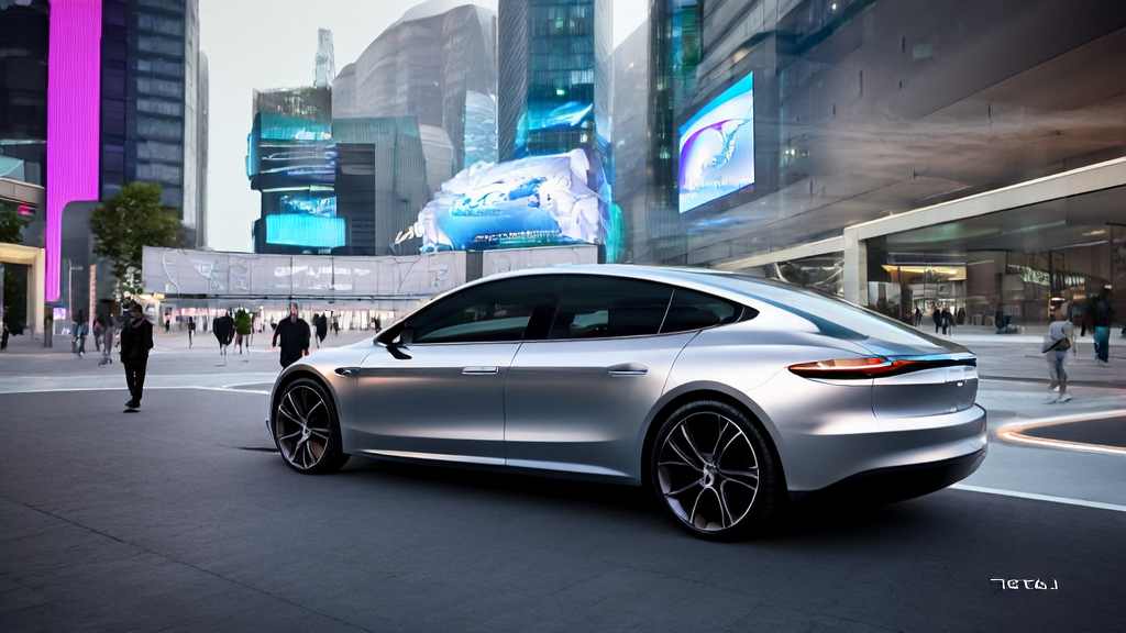 Tesla's AI assistant upgrade demonstration, with the in-car screen displaying weather forecasts and news updates, catching the attention of passersby