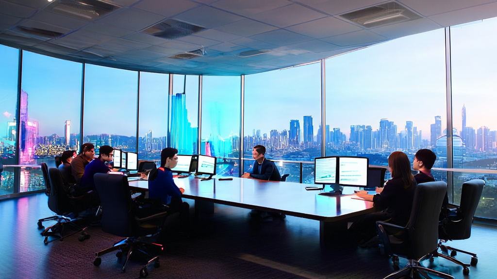 AI客户预测模型研讨会，团队成员正在分析市场数据以优化邮件营销策略