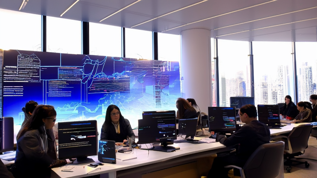 阳光照射下的现代化办公室，展示了AI邮件营销的工作环境和BAGEL模型生成的艺术作品。