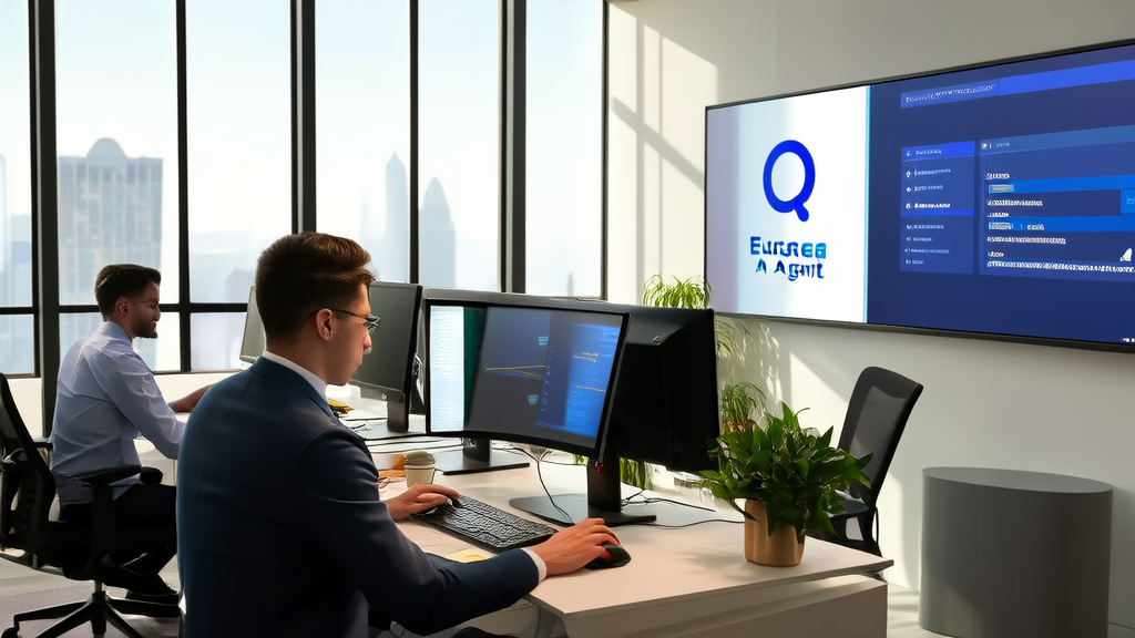 Wisdom Tree Eureka: New Opportunities in AI Customer Service, showcasing engineers working diligently in a sunlit office, processing customer inquiries in real-time.