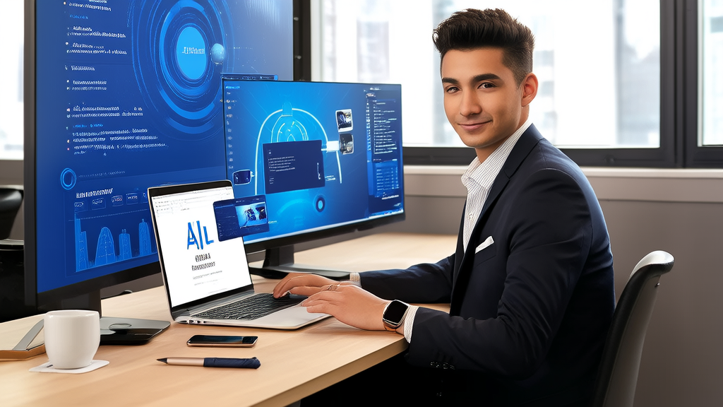 Young entrepreneur utilizing Eureka AI Agent to discover potential LinkedIn clients