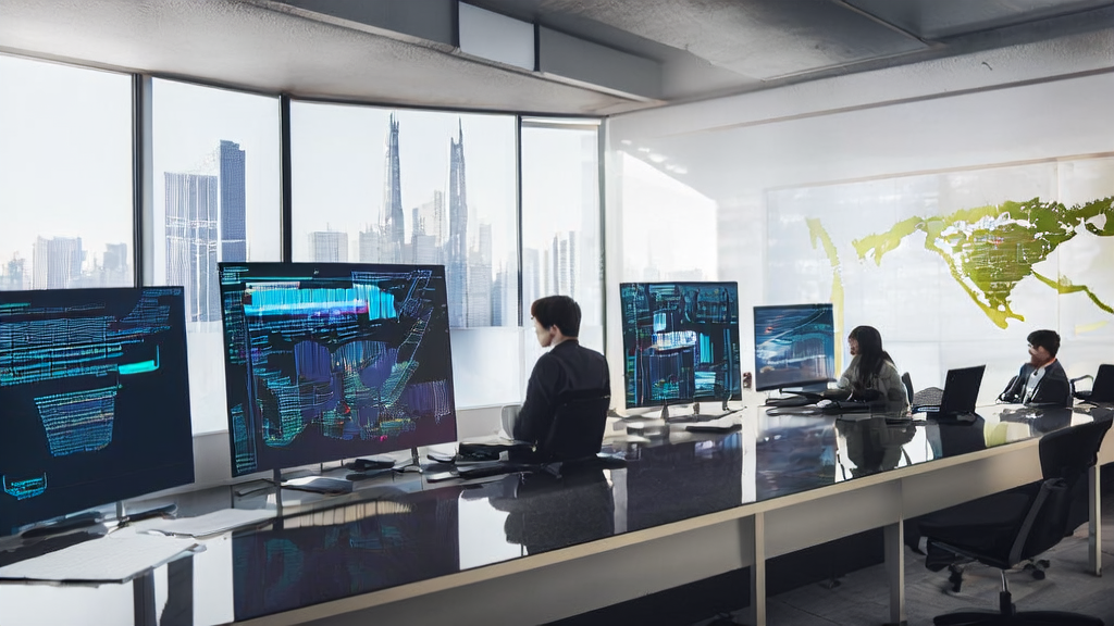 年轻创业者在现代化办公室中工作,利用AI邮件润色工具提升品牌专业形象