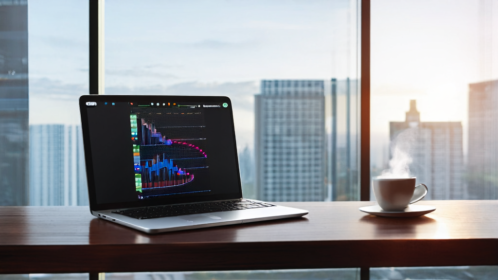 年轻职场人士在现代化办公室中使用AI工具润色邮件，并展示苹果新Speech API的转录速度测试结果