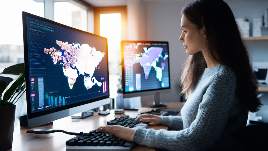 Young female programmer optimizing email campaign with Claudia