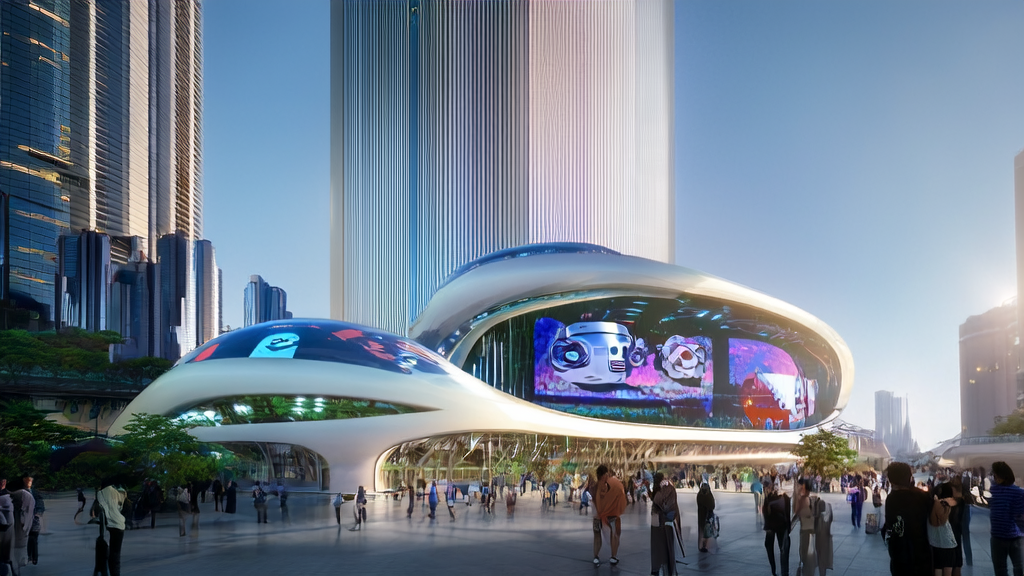 未来城市中Z世代与AI互动的场景，展现了AI在营销中的新机遇